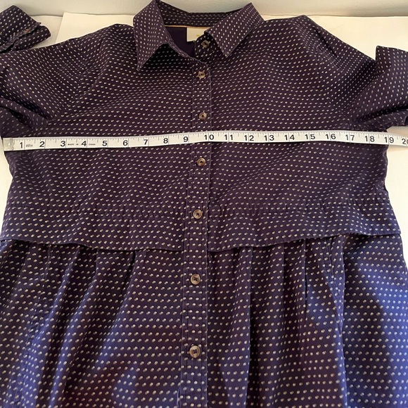 SOLD - On another Platform! Maeve Anthropologie Navy Polka Dot Tunic Shirt - Picture 4 of 11